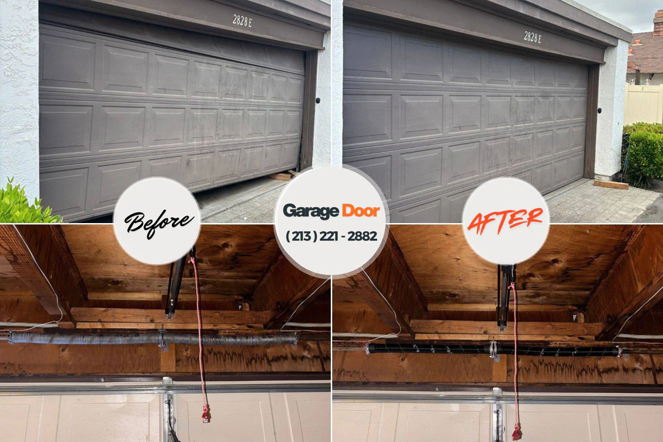 Before and after: garage door repair Trinidad, CA